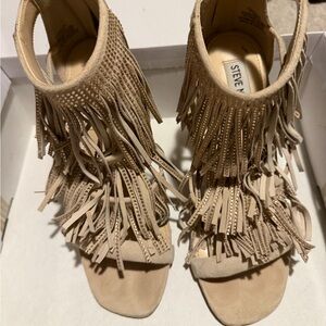 Steve Madden Tan Fringe Heels